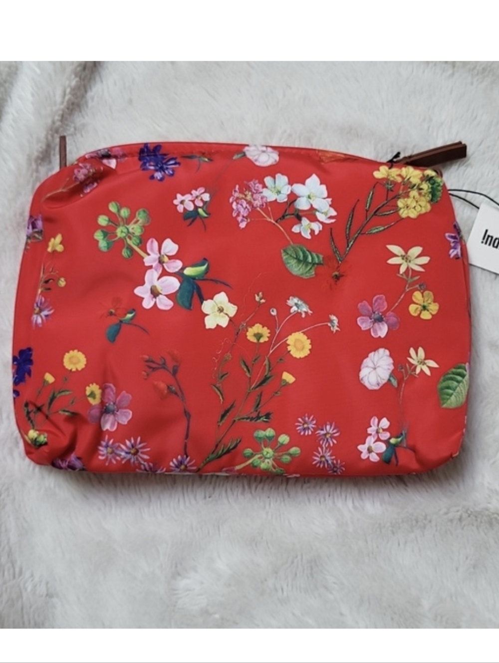 Indigo Red Floral Nylon Medium Zippered Pouch, New With Tags - Picture 2 of 9
